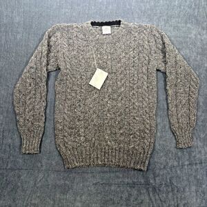 Bonner Of Ireland Aran Wool Sweater Mens L Gray Hand Knit Cable Made Ireland NWT